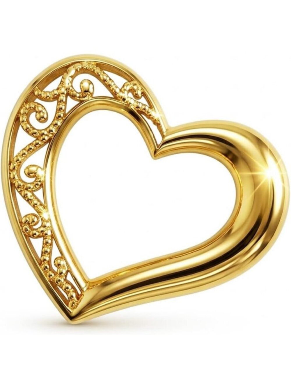 10K Solid Gold Small Sliding Heart Charm with Optional Chain - Perfect Gift!